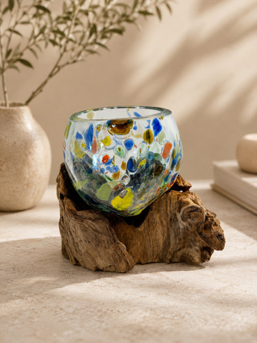 Molten glass bowl - molten, wood