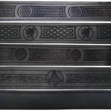 HM Scottish Black Leather Belt Masonic, Thistle Plain Kilt Belts without Buckle