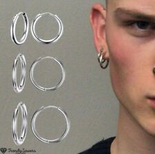 PAIR Women Men Surgical Stainless Steel Silver Thick Huggie Hoop Earrings