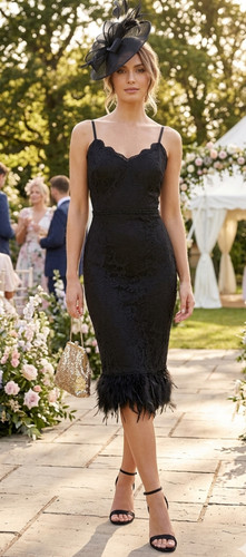 Lipsy black feather hem - black,