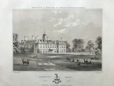 1851 Antique Print; Hanbury Hall, Worcestershire after McNevin