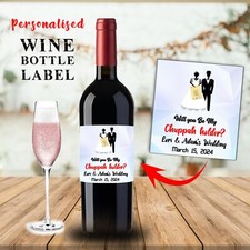 Personalised Customized Bottle Label Sticker Wine Will You Be My Chuppah holder