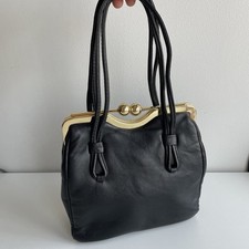 Vintage Alligator Black Leather Handbag