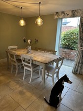 Set of 6 Dining Chairs Beech Hardwood painted in Farrow and Ball Cornforth White