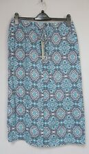 New Laura Ashley Linen Turquoise Tile Print Midi Skirt size 8 - 12