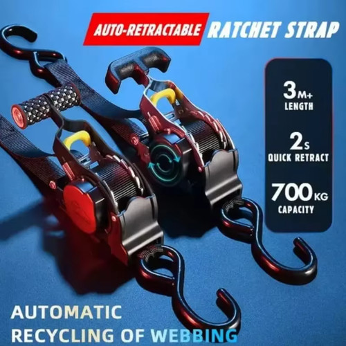 Retractable ratchet tie down - retractable,