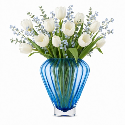 Textured ribbed glass vase - ribbed,