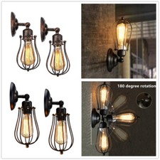 Vintage Retro Industrial Loft Rustic Cage Wall Sconce Ceiling Lights Porch Lamp