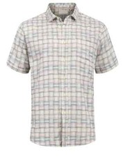 MENS CREAM MULTI SHORT SLEEVE CHECK SHIRT NEW (ref R) SALE