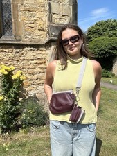Burgundy Leather Cross Body Bumbag Handmade Design UK Waist Bag & Purse New sale