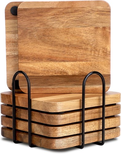 Acacia wood coasters square - wood,