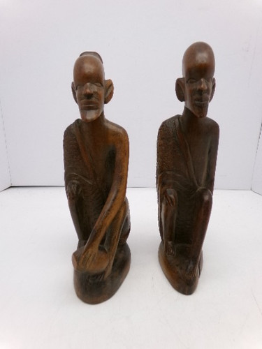 Pair wooden hand carved - of,