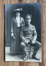 WW1 Photo Postcard. West Surrey’s Queens Royal Regt. Soldier & Wife. Deal Studio