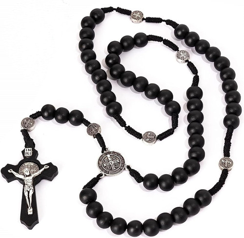 Wood rosary necklace - rosary,