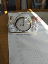 Antique / Vintage Dresden Figural Small Mantlepiece Clock