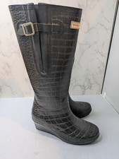 Wedge Welly black 'croc' Man