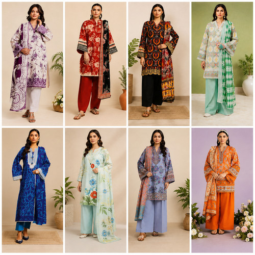 Bonanza satrangi lawn - 3, piece