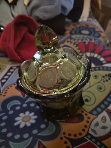 Vintage olive fostoria coin - olive,