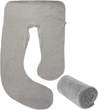 Upgraded U-Shaped Pregnancy Pillows Cover, Large U Shaped Body Pillowcase (Grey)