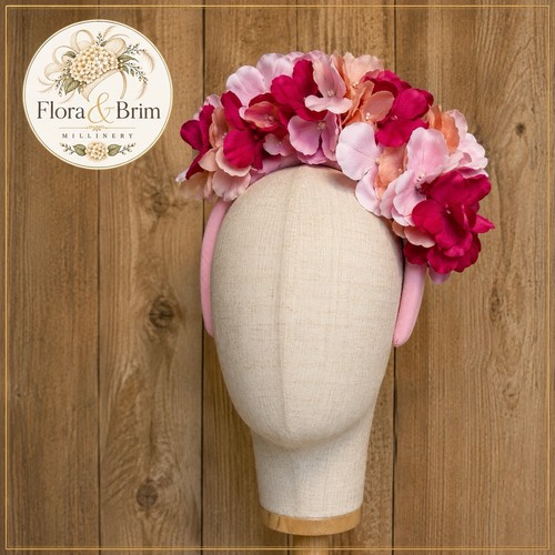Pink peach floral headband - peach,