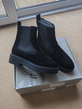 H&M BLACK SUEDE Ladies PREMIUM QUALITY CHUNKY CHELSEA BOOTS Size 5 NEW WITH BOX