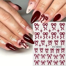 5D Nail Art Stickers Embossed Christmas Matte Bows Bowties (5D3301)