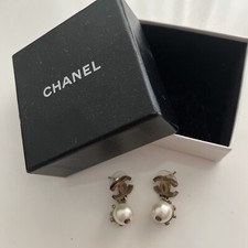 CHANEL PEARL DANGLY EARRINGS VINTAGE WITH BOX 