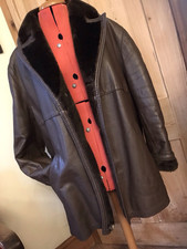 MENS VINTAGE REAL LEATHER JACKET SHEARLING COAT HEAVY WINTER HEATONA ENGLAND FUR