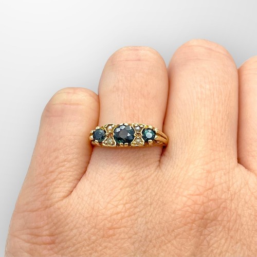 Gold ring sapphire antique - gold,