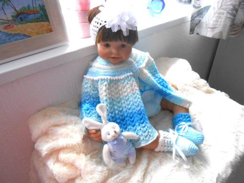 Hand knitted blue bobble - knitted,