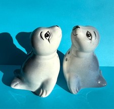 Novelty Vintage Ceramic Seals Salt and Pepper Set, Shakers, Cruet Set