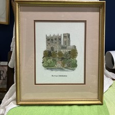 Handmade finished cross stitch DURHAM CATHEDRAL, framed