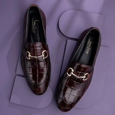Men Handmade Brown Crocodile