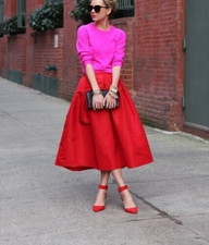 Stylish Womens Red Taffeta Skirt Wedding Christmas Party Wear Skirt Gift For Her