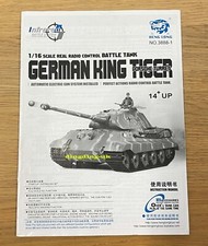 1/16 RC Tank Heng Long king Tiger Porsche Turret Parts Menu Instruction Book UK