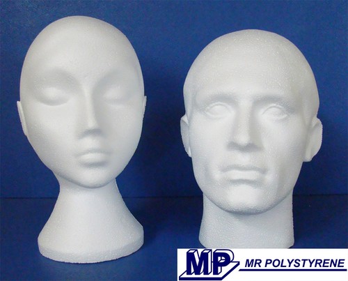 Pair polystyrene heads - 1, male