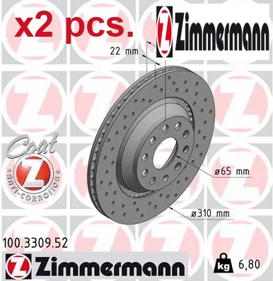 Pcs rear brake disc set - rear,
