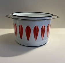 CATHRINEHOLM Vintage Catherine Holm Red Lotus Enamel XL Pan Norway 1960s 70s