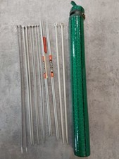 Bundle Of Vintage Aero Knitting Needles , With Green Cylindrical Case