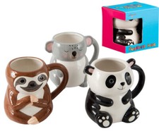 PANDA SLOTH KOALA MUG CERAMIC CUP CUTE ANIMALS NEW IN GIFT BOX