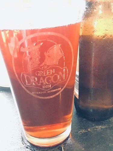 Engraved green dragon - dragon, inn