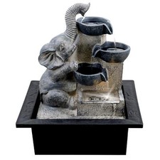 Water Feature Indoor Tabletop LED Fountain Waterfall Home Decor (Elephant Bowls)