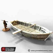 Gaming Terrain - Row Boat - 15mm Scale - Set Of 4