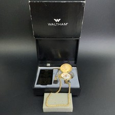 VTG 80s Waltham Norman Rockwell’s “Tackled” Pocket Watch Gold Tone w/ Box WORKS