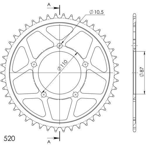 Steel edge 520 - edge, sprocket