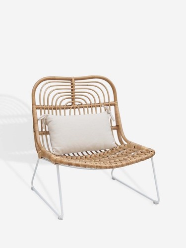 Rattan lounge chair white - chair,