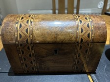 Vintage Wooden Tea Caddy Storage Box Decorative Collectible