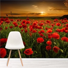 Red Poppy Field Wall Mural
