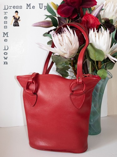 Vintage red leather - red, bucket