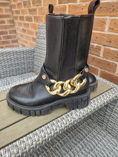 Women black chunky anckle - black,